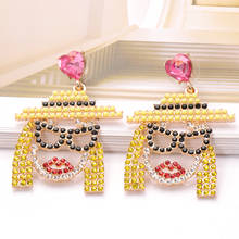 Long Rhinestone Cute  Earrings 2021 Hot Sell Zircon Earrings HIP HOP Portrait Drop Ear Ring Wholesale Jewelry Accessories Gift 2024 - buy cheap