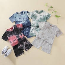 Citgeett verão crianças da criança do bebê meninos meninas roupa unissex tie dye manga curta camiseta + elástico-cintura shorts clotehs conjunto 2024 - compre barato