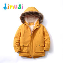 DIMUSI Winter Boys Fur collar Parkas Warm Jacket Hooded Cotton-padde Coats Outwear Thermal Jackets Clothing BC256 2024 - buy cheap