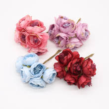 New 6pcs/lot Artificial Flower Stamen Rose Bouquet Wedding Home Party Decoration DIY Garland Scrapbook Craft Fake Flower 2024 - buy cheap
