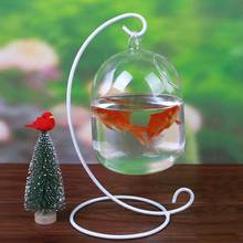 Vaso de vidro transparente para plantas, vaso de suspensão criativo para tanque de peixes hidropônico em terrário, mini vaso de vidro com suporte para plantas 2024 - compre barato