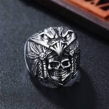 Men 316L Stainless Steel Punk Rock HipHop Vintage Men Rings Skull Eagle Indian Carving ring 2024 - buy cheap