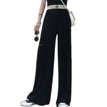 lady spring autumn pleated pants middle waist loose style summer long pant fashion wide leg silk bottom trousers 2024 - buy cheap