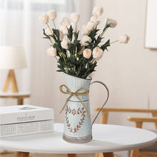 Настольная металлическая ваза для цветов в деревенском стиле, садовый горшок для полива, чайник, подставка для сухих цветов, винтажный контейнер для банок, ваза ручной работы 2024 - купить недорого