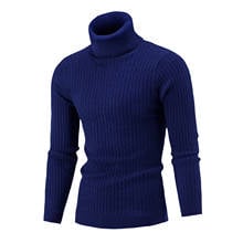 2021 New Style Men Solid Color Sweater, Autumn and Winter Adults Long Sleeve High Collar Pullover M-3XL 2024 - buy cheap