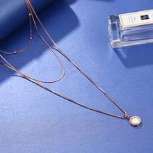 YiKLN-collar de acero inoxidable de titanio para mujer, gargantilla de tres capas con números romanos, joyería de oro rosa, YN17061 2024 - compra barato