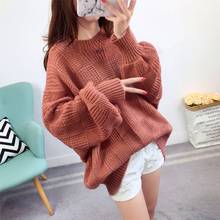 2019 Winter Women Sweaters Solid White Yellow Blue Casual Pullover Basic Jumper Winter Knitted Knit Loose Sweater Female 2024 - buy cheap