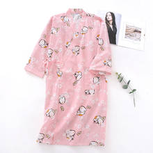 Roupa japonesa feminina, pijama de verão e primavera com tecido de algodão, roupa para pendurar, roupa de dormir 2024 - compre barato