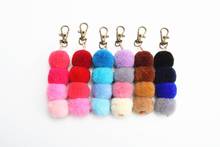 1pc 2019 Boho Style Pompons KeyChains Bag Hanging Rainbow Pom Pom KeyRing Party Gift Summer Jewlery 2024 - buy cheap