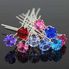 Furling Pack of 10 PCS Mixed Colors Crystal Hair Spiral Bride Hair Pins Bridal Party Zircon Wedding Hair Jewelry 2024 - buy cheap