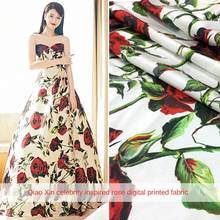 145cm Wide Digital Printed Shirt Dress 100% Polyester Fabric Rose Fabrics Wholesale Cloth Per Meter Sewing 2024 - buy cheap