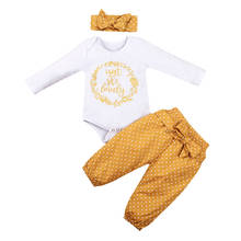 Conjunto de roupas infantis para meninas, macacão de manga longa para recém-nascidos, calças de bolinhas, conjunto de roupas para bebês meninas 2024 - compre barato