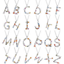 Moonmory-collar con colgante para mujer, con letras de Plata de Ley 925 originales, coloridas, de cristal, CZ, alfabeto, regalos de navidad 2024 - compra barato