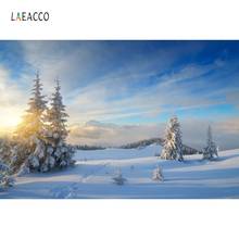 Laeacco Winter Snow Wild Forest Landscape Photography Backdrops Vinyl Photo Backdrop Custom Backgrounds Props For Photo Studio 2024 - buy cheap