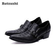 Batzuzhi Handmade Men Leather Shoes Pointed Toe Black Business Oxfords Slip On Chaussures Hommes Leather Dress Shoes!Big Size 12 2024 - buy cheap