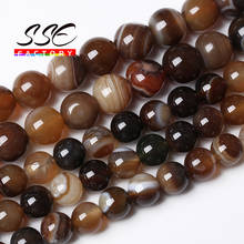 Natural Brown Striped Agates Stone Beads Round Loose Beads For Jewelry Making DIY Bracelet Necklace Accessories 4 6 8 10 12 14mm 2024 - buy cheap