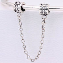 Original Vintage Floral Flower Safety Chain Beads Fit 925 Sterling Silver Charm Bracelet Bangle Diy Jewelry 2024 - buy cheap