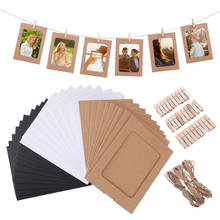 10 Pcs Combination Paper Frame with Clips DIY Kraft Paper Picture Frame Hanging Wall Photos Album 2M Rope Home Decoration Craft 2024 - купить недорого