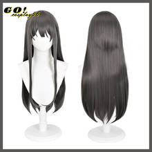 Cosplay de Anime para Halloween Mai Sakurajima, peluca gris oscura, pelo largo y liso, Rascal, no hace sueño con chica conejito Senpai 2024 - compra barato