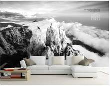 3d foto papel de parede personalizado mural preto e branco montanha nuvem paisagem decoração para casa sala estar papel parede para paredes 3 d 2024 - compre barato