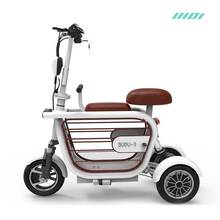 Bicicleta eléctrica con dos asientos/cesta, 3 ruedas, 10 pulgadas, 48V, 400W, Mini bicicleta eléctrica portátil 2024 - compra barato