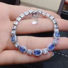 100% Natural And Real sapphire bangle Bracelet Solid S925 Sterling Silver For Women Color Gem Stone Fine Jewelry 2024 - buy cheap