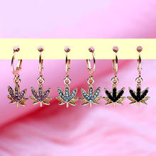 Trendy Multicolor Maple Leaves Crystal Drop Earrings for Women Metal Geometric Earrings New Design Jewelry Friendship Gift 2024 - buy cheap