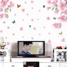 Romantic Wall Stickers Flowers Living Room Bedroom Decoration Aesthetic Home Decor Sofa TV Backdrop Decals Wallpaper 2024 - buy cheap