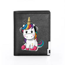 2021 New Arrivals Cute Unicorn Printing Men's Wallet  Leather Purse For Men Credit Card Holder Short Slim Wallet Pocket 2024 - buy cheap
