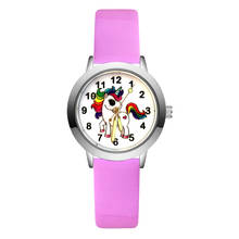 Reloj de pulsera de cuero de cuarzo para niños, niños, niñas, estudiantes, niños, estilo caballo, estilo unicornio, moda 2024 - compra barato