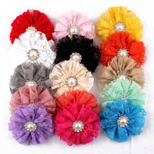 5pcs/lot 7CM 15 Colors New Design Soft Fabric Mesh Tulle Flower With Daisy Shaped Pearl+rhinestone Button For Hair Accessories 2024 - buy cheap