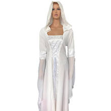 Vestido de boda Medieval para Halloween, traje de bruja pagana para mujer, bata gótica con capucha, traje renacentista, vestido de manos para adulto 2024 - compra barato