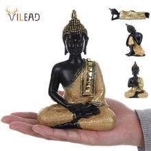 VILEAD Resin Thailand Buddha Figurines India Black Buddha Statue Fengshui Religious Hindu Buddhism Sculpture Home Decor 2024 - buy cheap