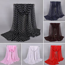 Chales de gasa para mujer, pañuelo femenino de playa, con estampado de puntos, Hijab musulmán de moda, capa de seda, 160x50cm 2024 - compra barato