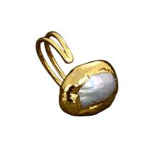 GG Jewelry-anillo clásico chapado en oro amarillo para mujer, Color blanco, Perla Keshi 2024 - compra barato