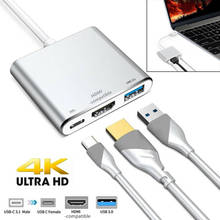 Adaptador USB 3,1 tipo C a USB-C, 4K, HDMI, Cable convertidor 3 en 1, Hub para Macbook Pro 2024 - compra barato