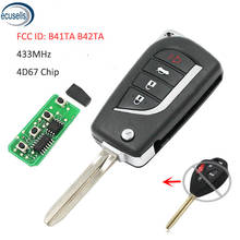 Upgrated flip remoto chave fob para toyota camry corolla hilux 4 botões 4d67 chip 433.92mhz fcc id: b41ta b42ta 2024 - compre barato