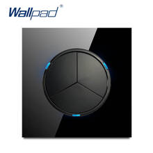 Wallpad-Interruptor de luz de pared con indicador LED, pulsador de clic aleatorio de 3 entradas y 1 vía, Panel de cristal 16A 2024 - compra barato