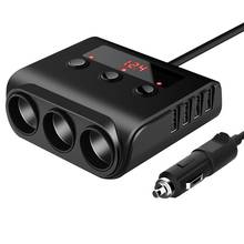 12V/24V Car Cigarette Lighter Adapter 100W Car Charger with 4 USB Ports and 3 Sockets Cigarette Lighter Power Splitter, On/Off S 2024 - buy cheap