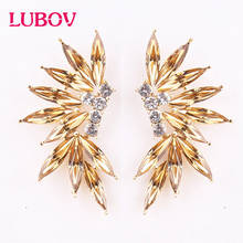 LUBOV 2 styles colorful Wings Stud Earrings Acrylic Crystal Stone Women Piercing Earrings Trendy Wedding Jewelry Christmas Gift 2024 - buy cheap