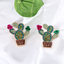 Ztech New Cactus-shaped Metal Full Crystal Earring Female Accessories Stud Earrings Fashion Jewelry For Womem Pendientes 2024 - buy cheap