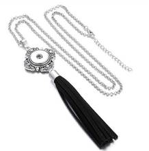 Newest Trendy Ethnic Style Tassel Adjustable Pendant Snap Button Necklace Women Fit DIY 18MM Snap Button Jewlery 2024 - buy cheap