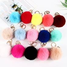 Hot selling New  Length Rabbit Fur Ball Cell Phone Car Keychain Pendant Handbag Charm Key Chain PomPom Charm Key ring 2024 - buy cheap