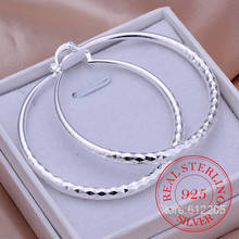 New Fashion Romantic Prismatic Pattern Earring 5.1cm 925 Sterling Silver Large Circle Hoop Earrings For Women Best Gift 2024 - buy cheap