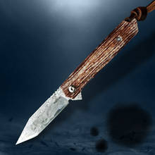 Mini cuchillo plegable de bolsillo VG10, hoja de acero de Damasco, navaja de bolsillo al aire libre para acampar, tácticas de caza de supervivencia, herramienta EDC 2024 - compra barato