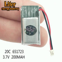 1.25mm Plug 3.7v 200mah 651723 h20 RC Quadcopter Spare parts LIPO Battery 1pcs 25C 2024 - buy cheap