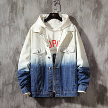 wholesale Men's Denim Jacket streetwear hip hop Loose Korean Trendy Gradient Autumn Winter Workwear Jacket Clothes Men's coat 2024 - buy cheap