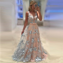 U-SWEAR Летнее Длинное платье с v-образным вырезом из тюля длинное вечернее вечерние платье с вырезами пикантные открытой спиной Элегантные Формальные платья Vestidos 2024 - купить недорого
