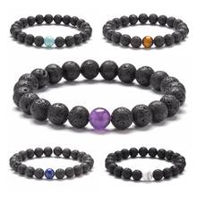 Natural Stone Black Lava Stone Beads Bracelet DIY Essential Oil Diffuser Bracelet Volcanic Rock for Women Men Jewelry 2024 - buy cheap