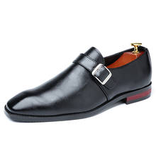 Sapatos masculinos de couro, mocassim com fivela para escritório, estilo oxford casual, sapatos baixos para homens 2024 - compre barato